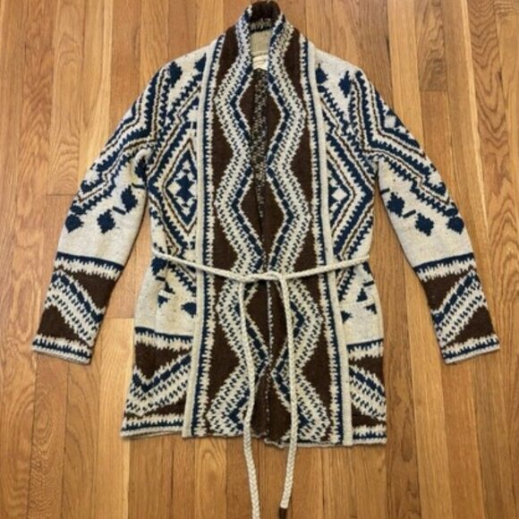 Retro Boho Ralph Lauren Denim supply Aztec Cardigan Sweater / Jacket - Picture 4 of 16